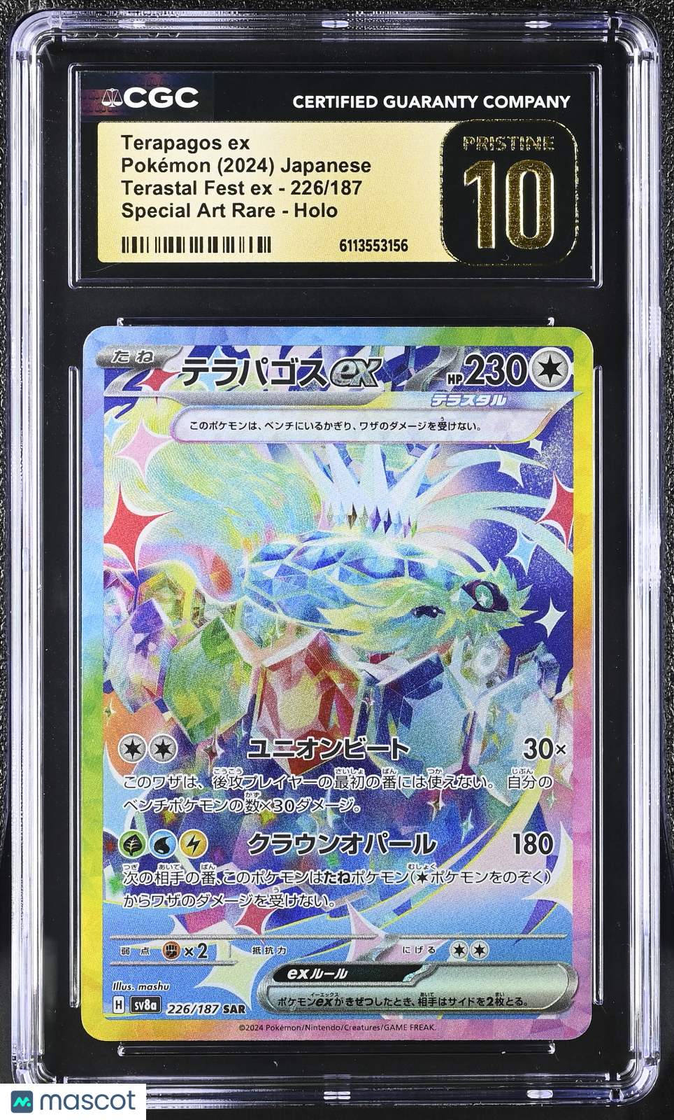 2024 Pokemon Terapagos ex #226/187 Japanese Special Art Rare CGC 10
