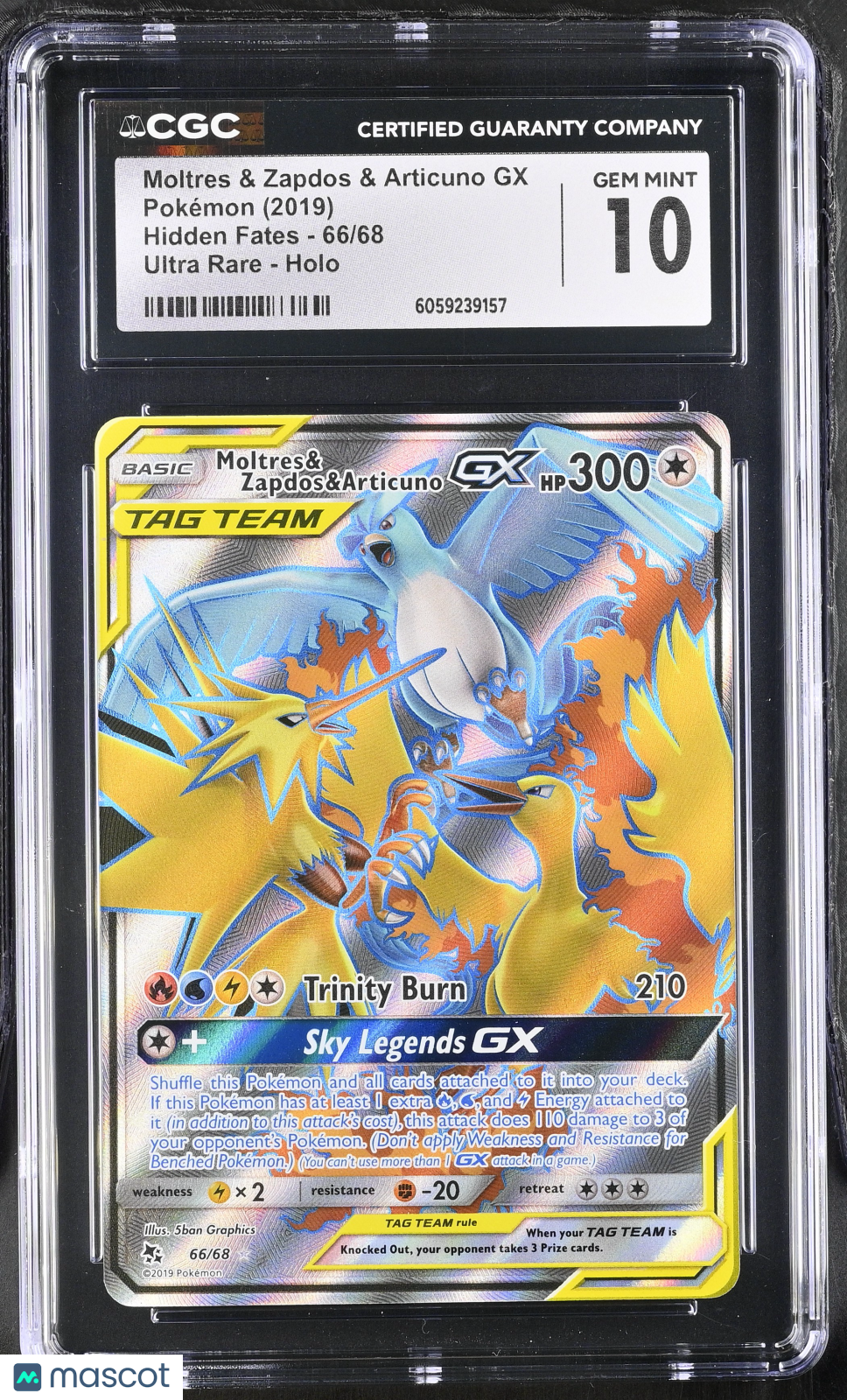2019 Pokemon Moltres & Zapdos & Articuno GX #66/68 Ultra Rare CGC 10