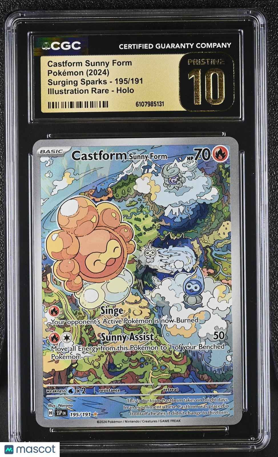 2024 Pokemon Castform Sunny Form #195/191 Illustration Rare CGC 10
