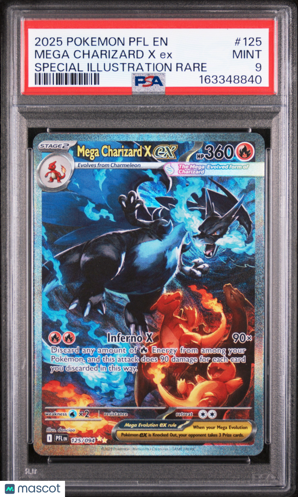 2025 Pokemon PFL EN-Phantasmal Flames Mega Charizard X EX #125 Special Illustration Rare PSA 9