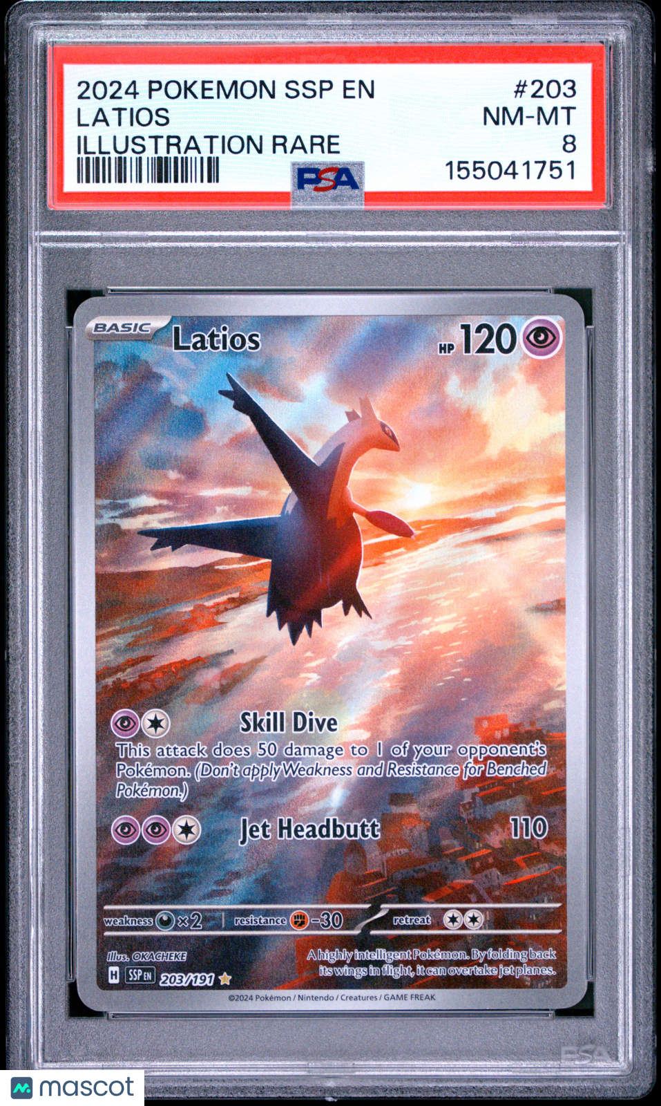 2024 Pokemon SSP EN-Surging Sparks Latios #203 Illustration Rare PSA 8