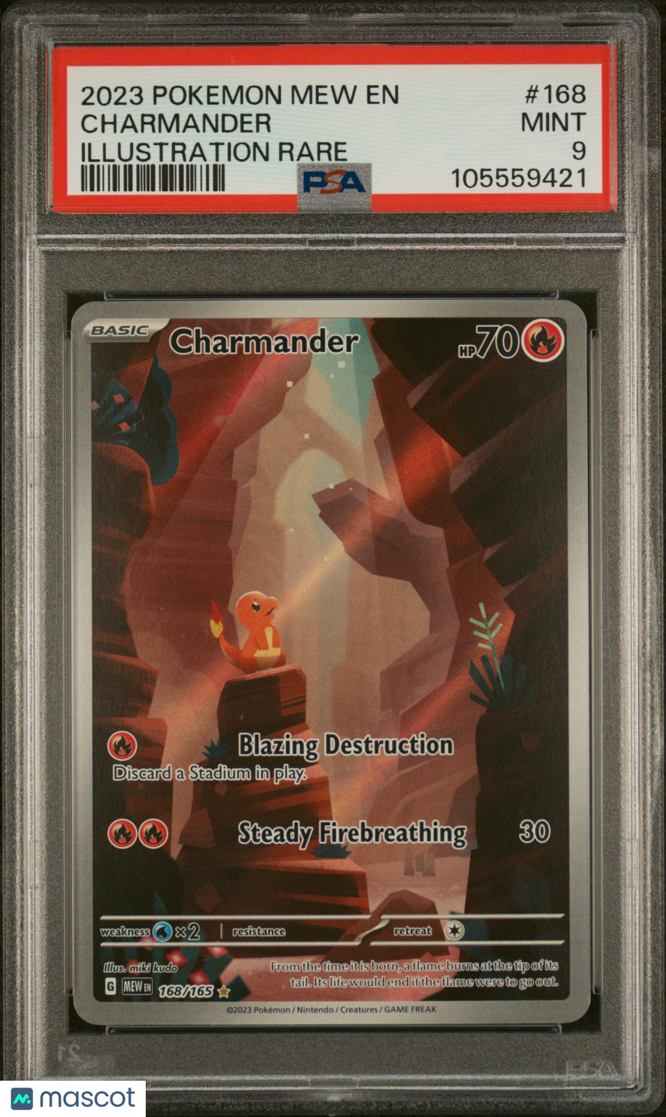 2023 Pokemon Mew EN-151 Charmander #168 Illustration Rare PSA 9