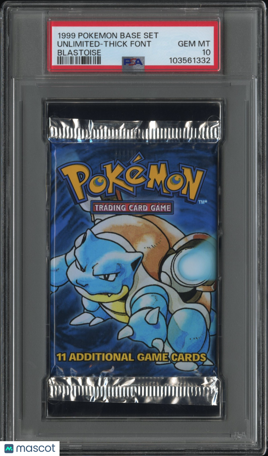 1999 Pokemon Base Set Pack Unlimited-Thick Font Blastoise PSA 10