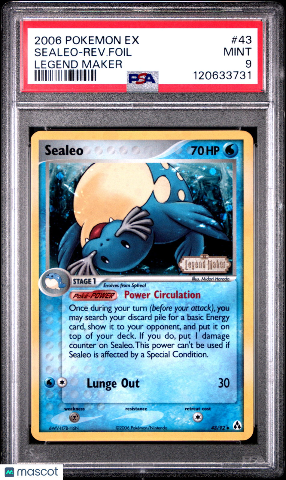 2006 Pokemon EX Legend Maker Sealeo-Rev. Foil #43 Legend Maker PSA 9