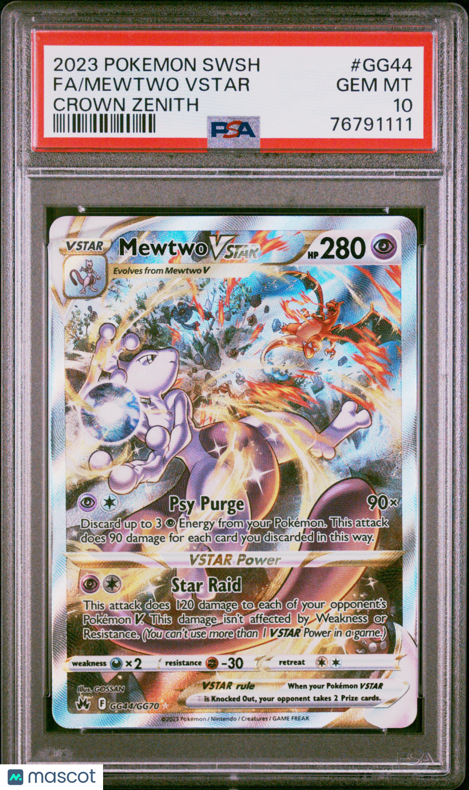 2023 Pokemon Sword And Shield Crown Zenith Mewtwo VSTAR #GG44 Crown Zenith Fa PSA 10
