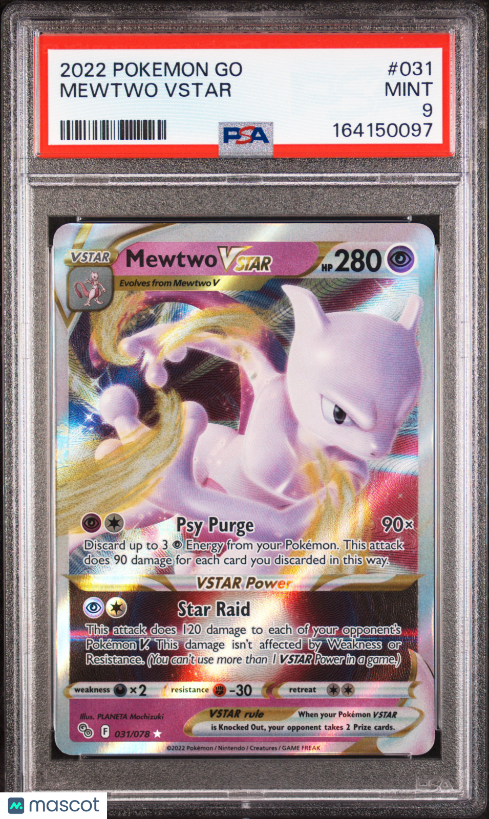 2022 Pokemon Go Mewtwo VSTAR #031 PSA 9