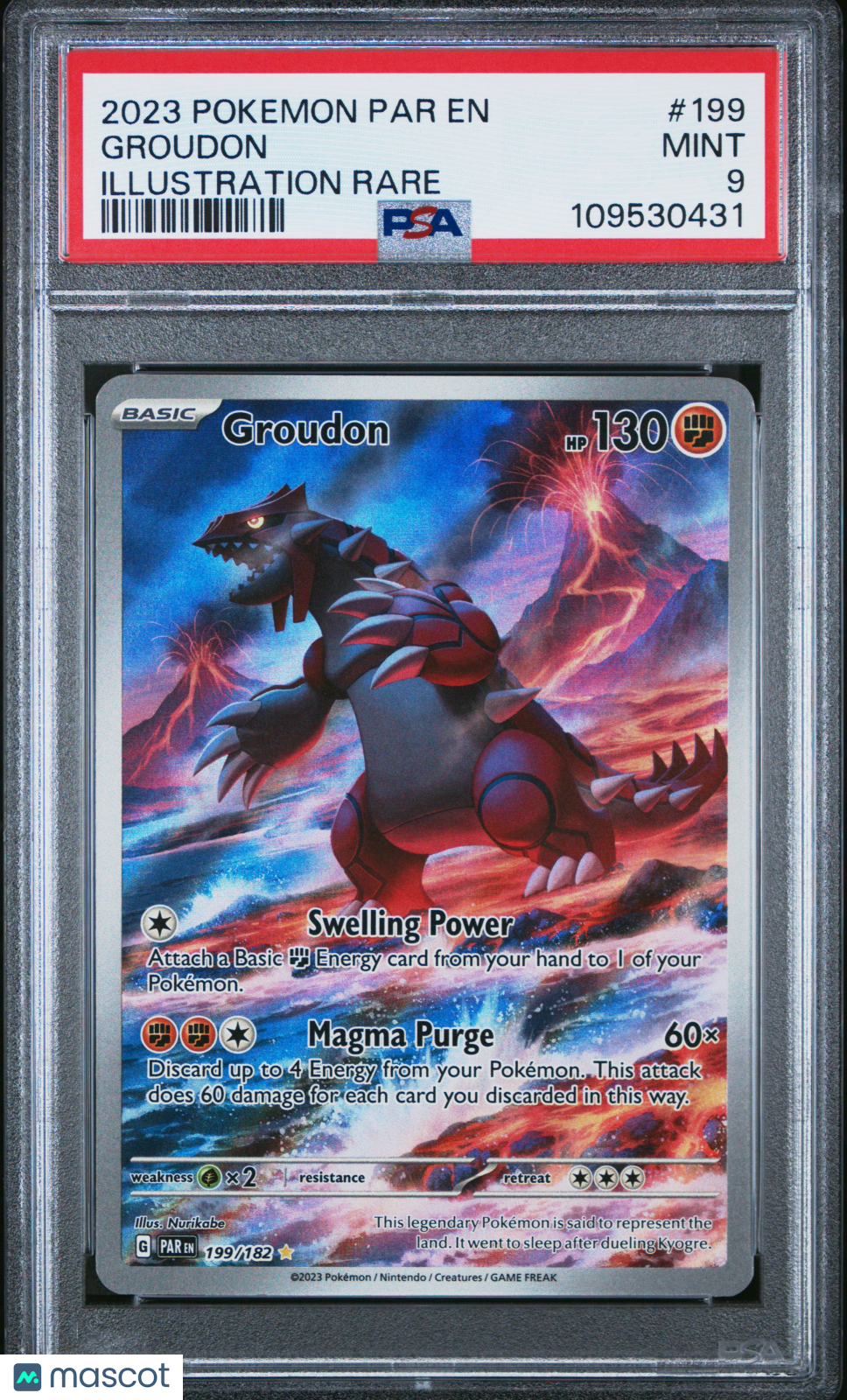 2023 Pokemon Par EN-Paradox Rift Groudon #199 Illustration Rare PSA 9