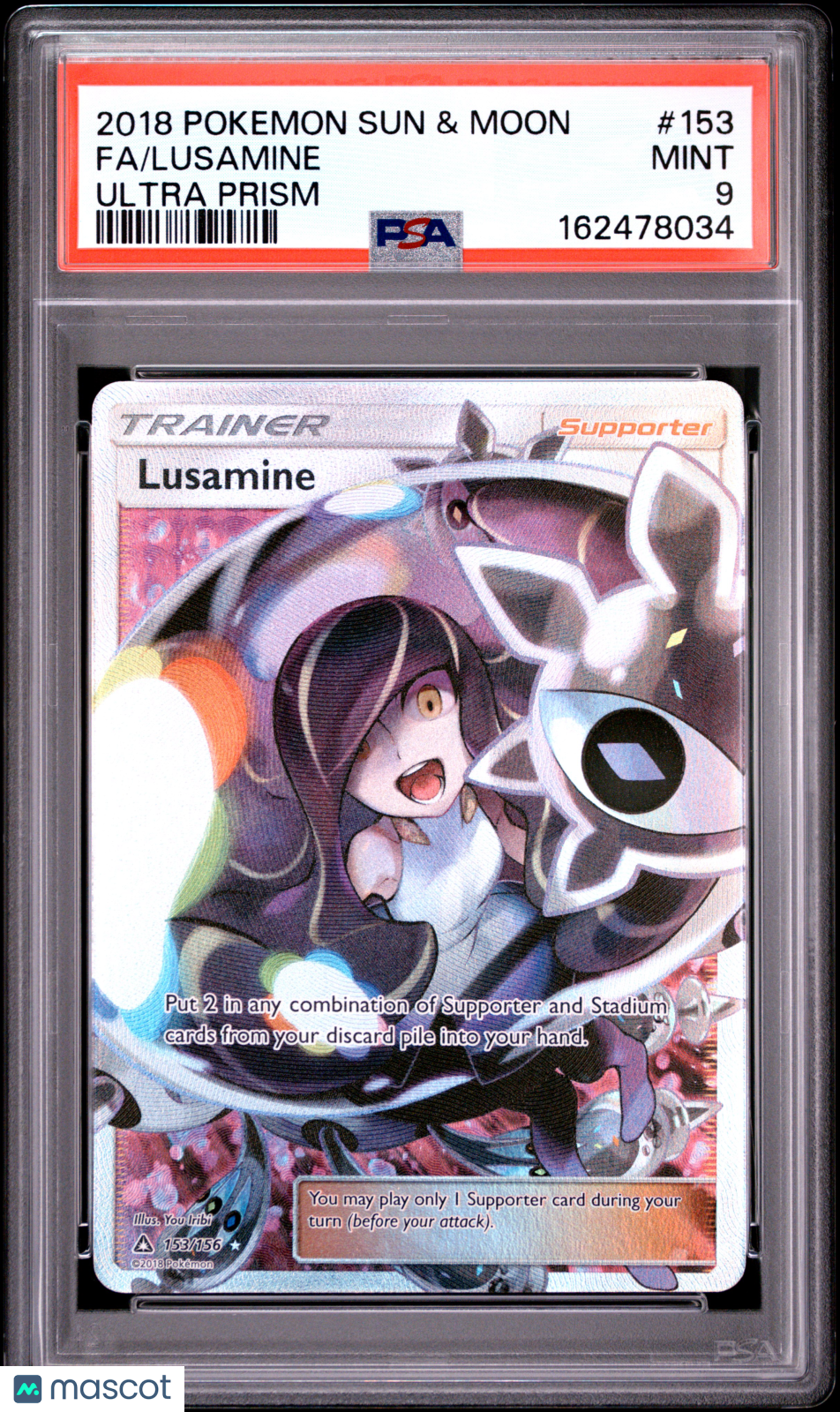 2018 Pokemon Sun & Moon Ultra Prism Lusamine #153 Ultra Prism Fa PSA 9