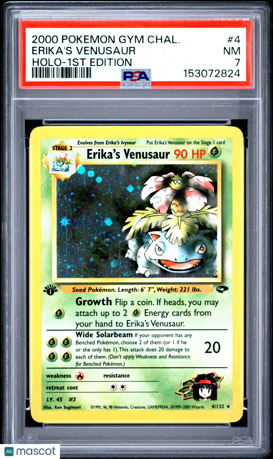 2000 Pokemon Gym Challenge Erika's Venusaur #4 Holo-1st Edition PSA 7