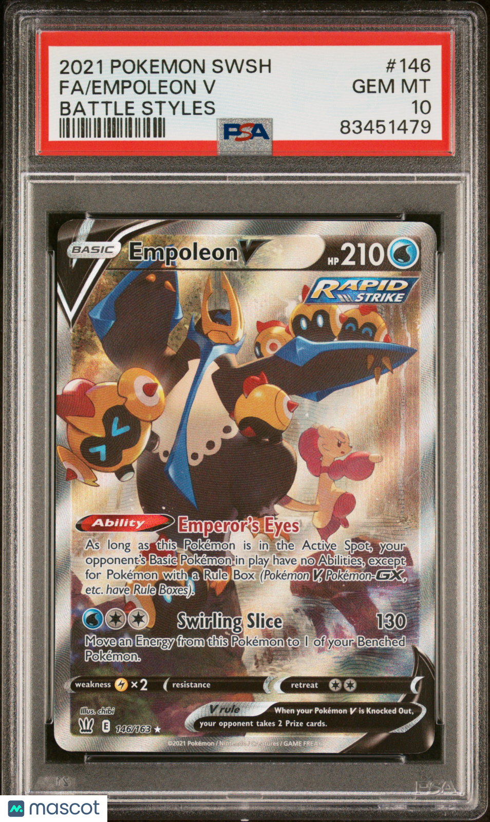 2021 Pokemon Sword & Shield Battle Styles Empoleon V #146 Fa Battle Styles PSA 10