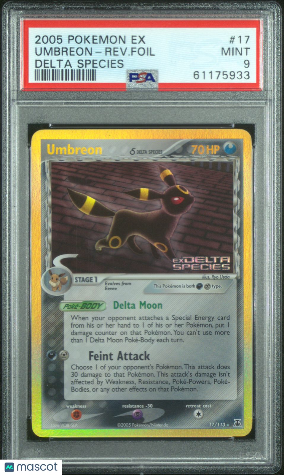 2005 Pokemon EX Delta Species Umbreon-Rev. Foil #17 Delta Species PSA 9