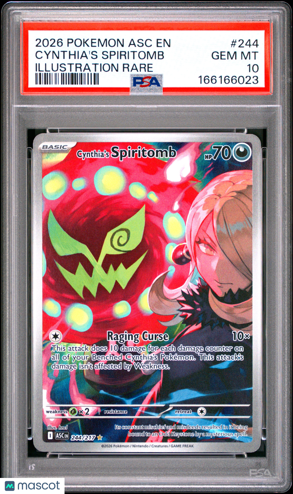 2026 Pokemon Asc EN-Ascended Heroes Cynthia's Spiritomb #244 Illustration Rare PSA 10
