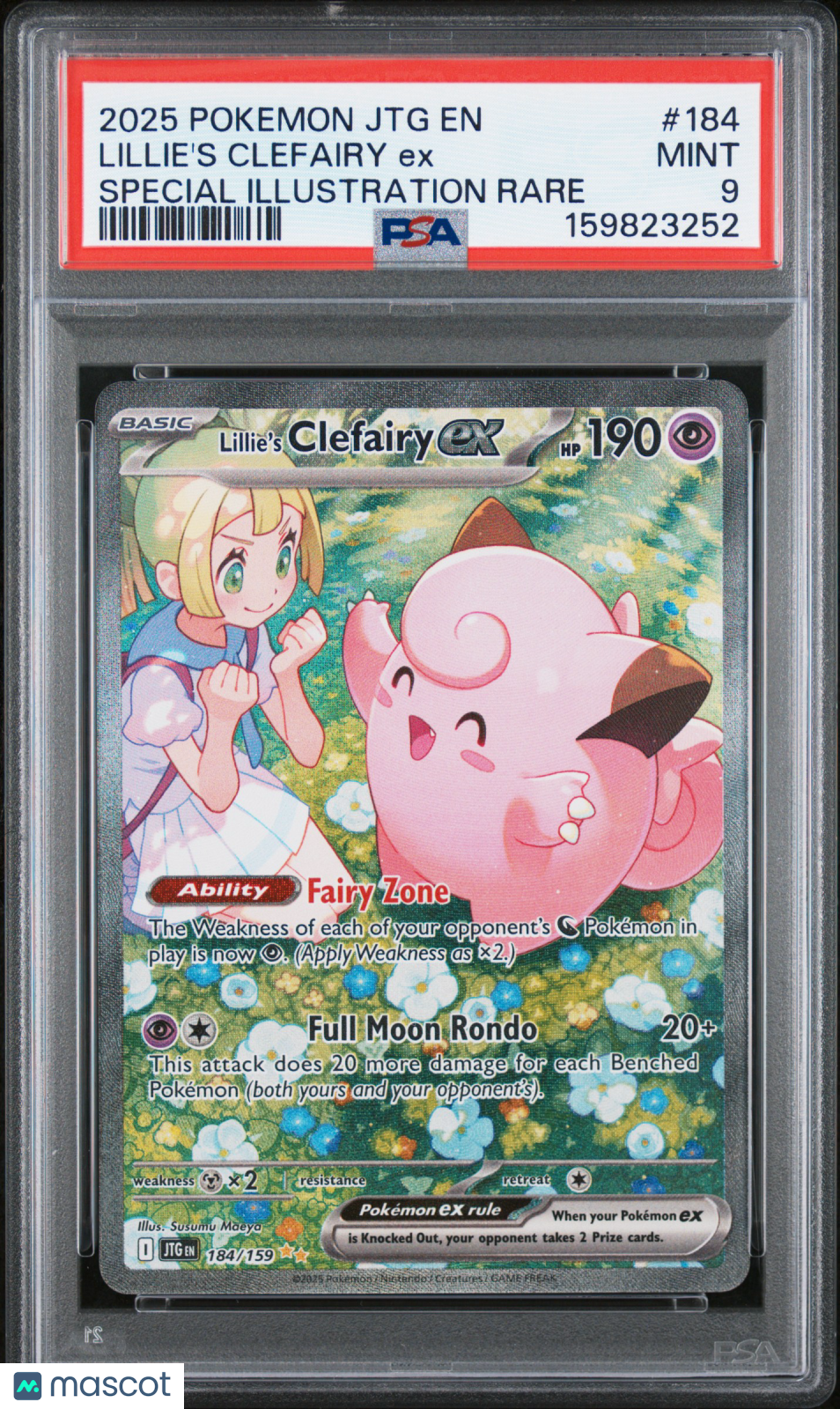 2025 Pokemon JTG EN-Journey Together Lillie's Clefairy EX #184 Special Illustration Rare PSA 9