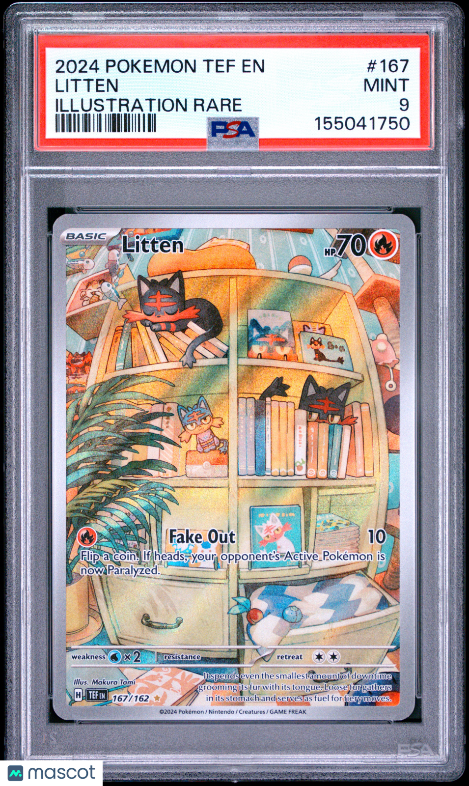 2024 Pokemon Tef EN-Temporal Forces Litten #167 Illustration Rare PSA 9