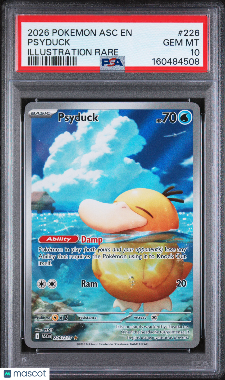 2026 Pokemon Asc EN-Ascended Heroes Psyduck #226 Illustration Rare PSA 10