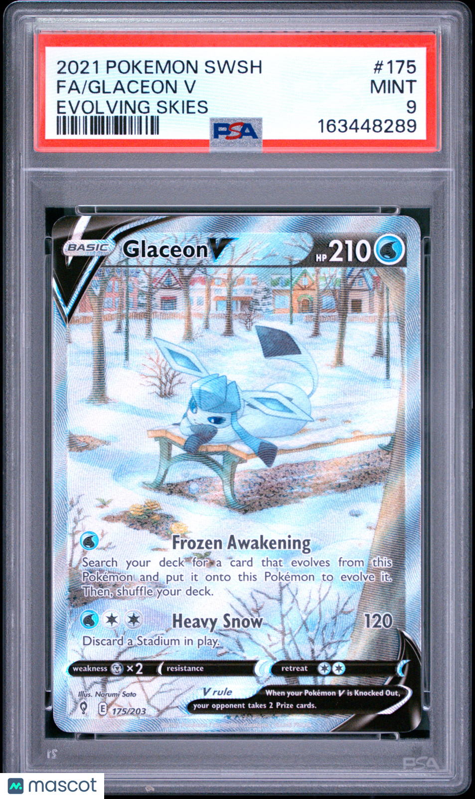 2021 Pokemon Sword & Shield Evolving Skies Glaceon V #175 Evolving Skies Fa PSA 9