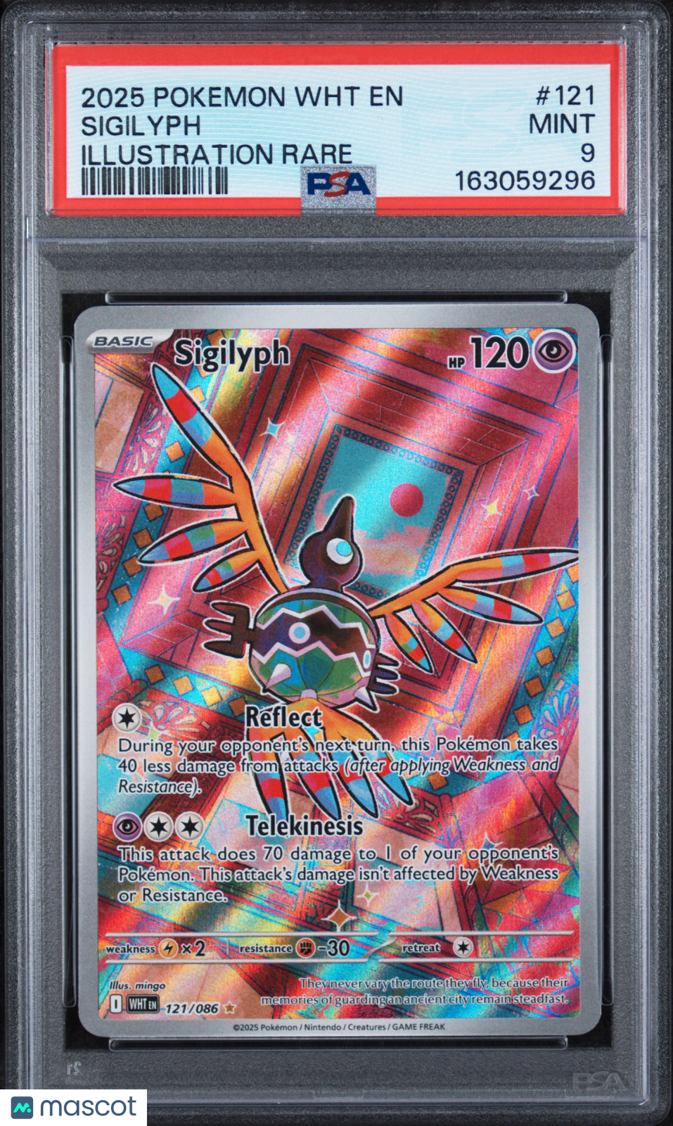 2025 Pokemon WHT EN-White Flare Sigilyph #121 Illustration Rare PSA 9