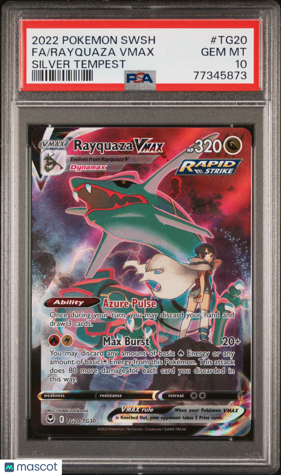 2022 Pokemon Sword & Shield Silver Tempest Rayquaza VMAX #TG20 Silver Tempest Fa PSA 10