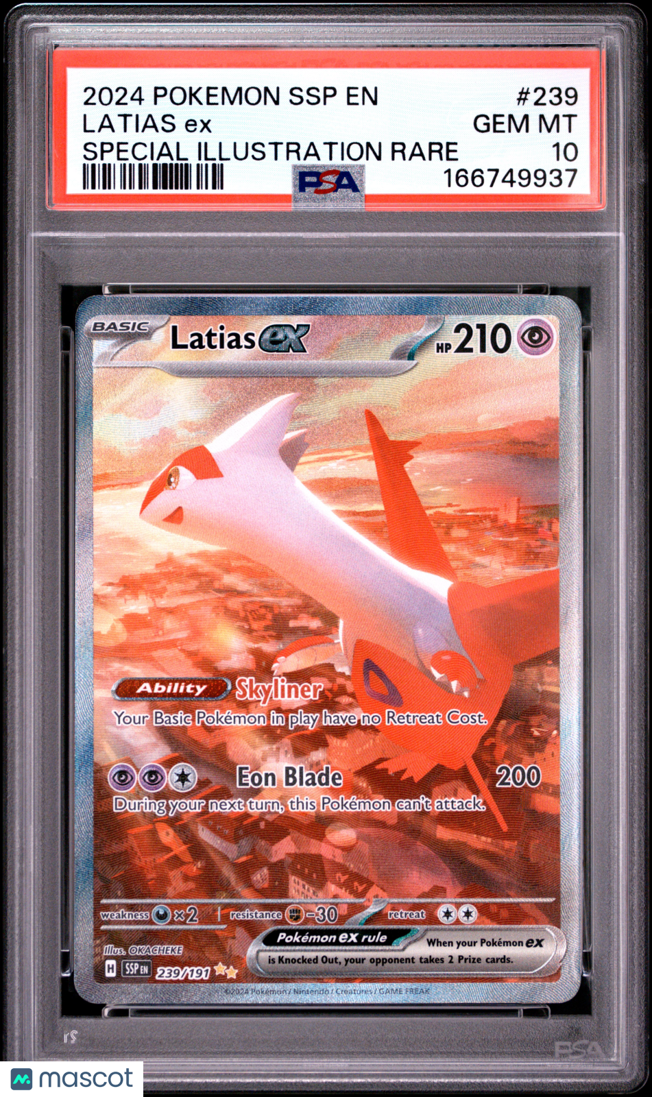 2024 Pokemon SSP EN-Surging Sparks Latias EX #239 Special Illustration Rare PSA 10