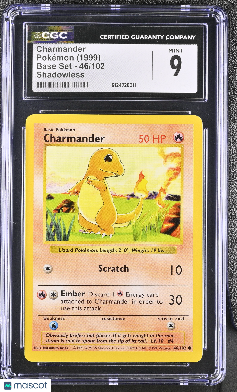 1999 Pokemon Charmander #46/102 46/102 CGC 9
