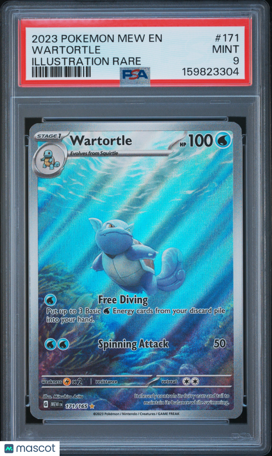 2023 Pokemon Mew EN-151 Wartortle #171 Illustration Rare PSA 9