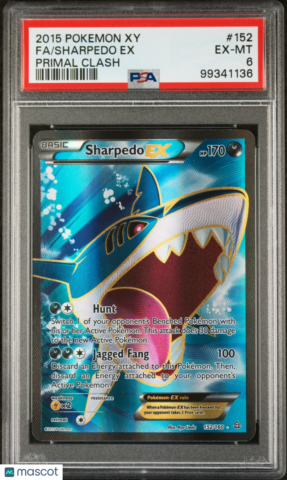 2015 Pokemon Xy Primal Clash Sharpedo EX #152 Fa Primal Clash PSA 6