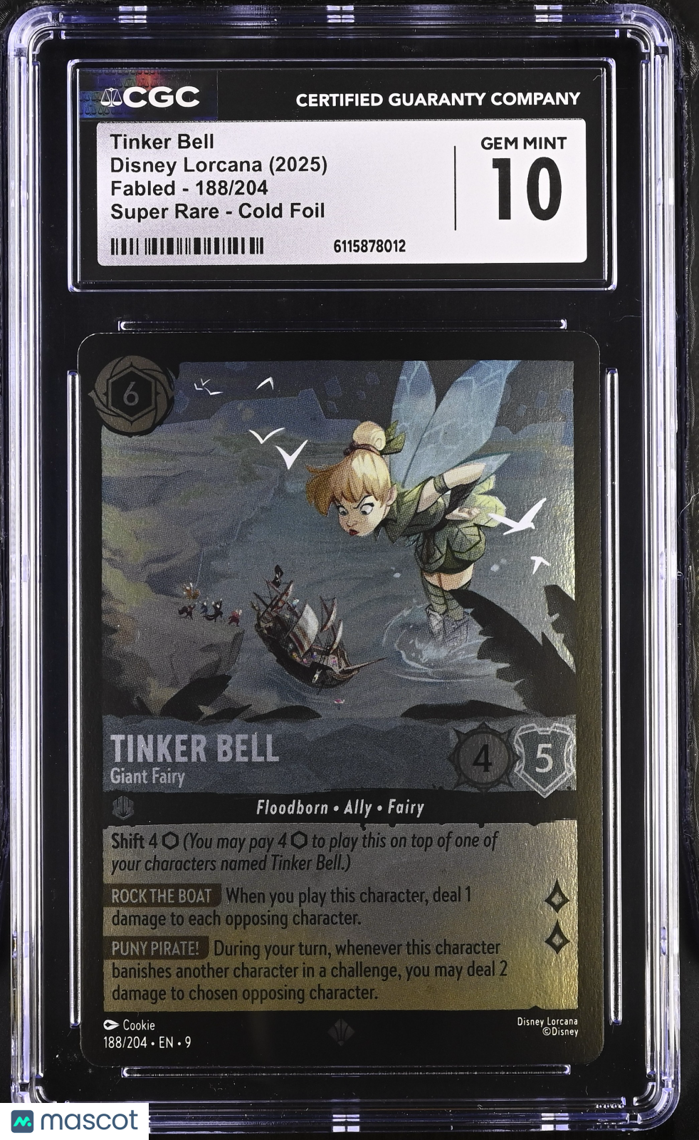 2025 Disney Lorcana Tinker Bell #188/204 188/204. CGC 10