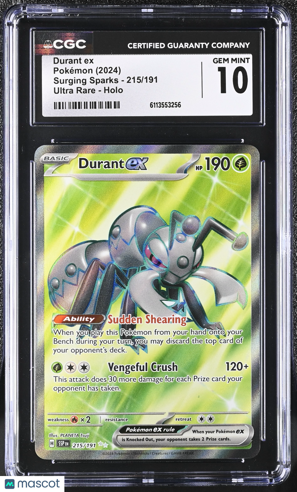 2024 Pokemon Durant ex #215/191 Ultra Rare CGC 10