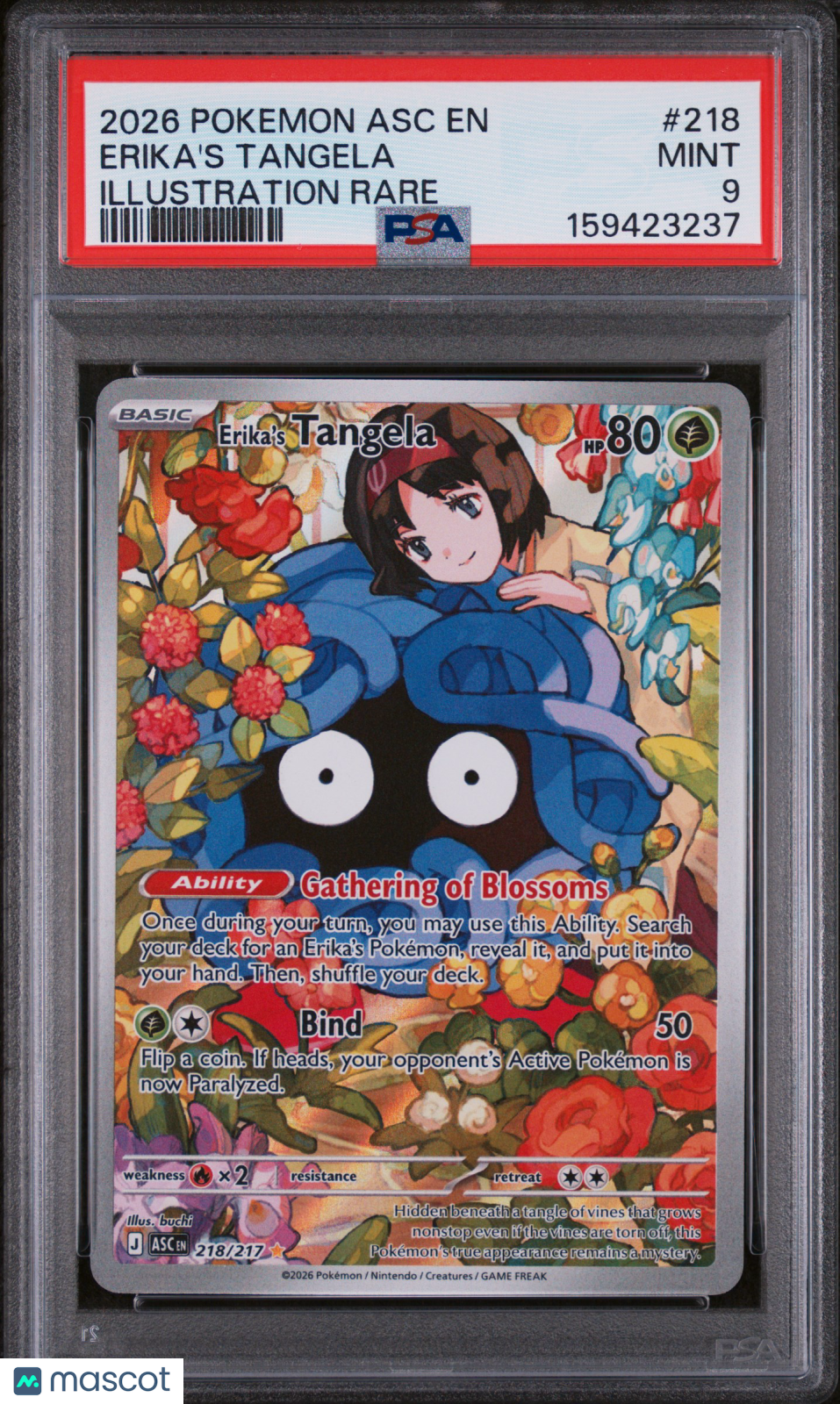 2026 Pokemon Asc EN-Ascended Heroes Erika's Tangela #218 Illustration Rare PSA 9