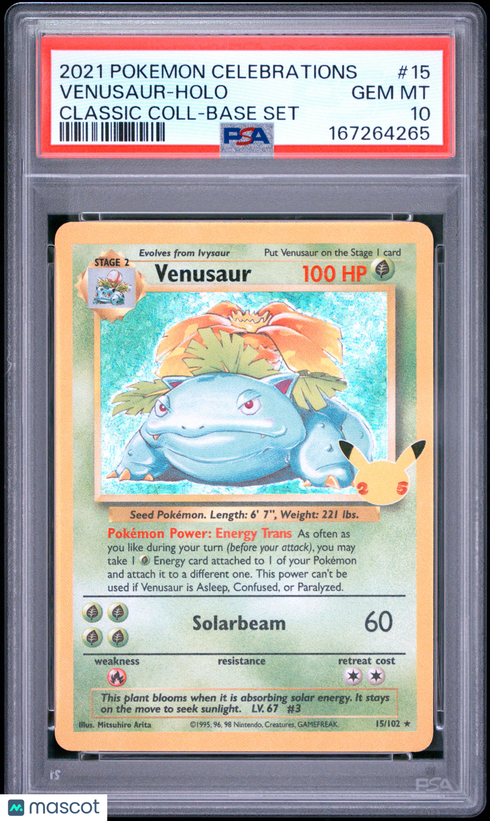 2021 Pokemon Celebrations Classic Collection Venusaur #15 Classic Coll-Base Set PSA 10