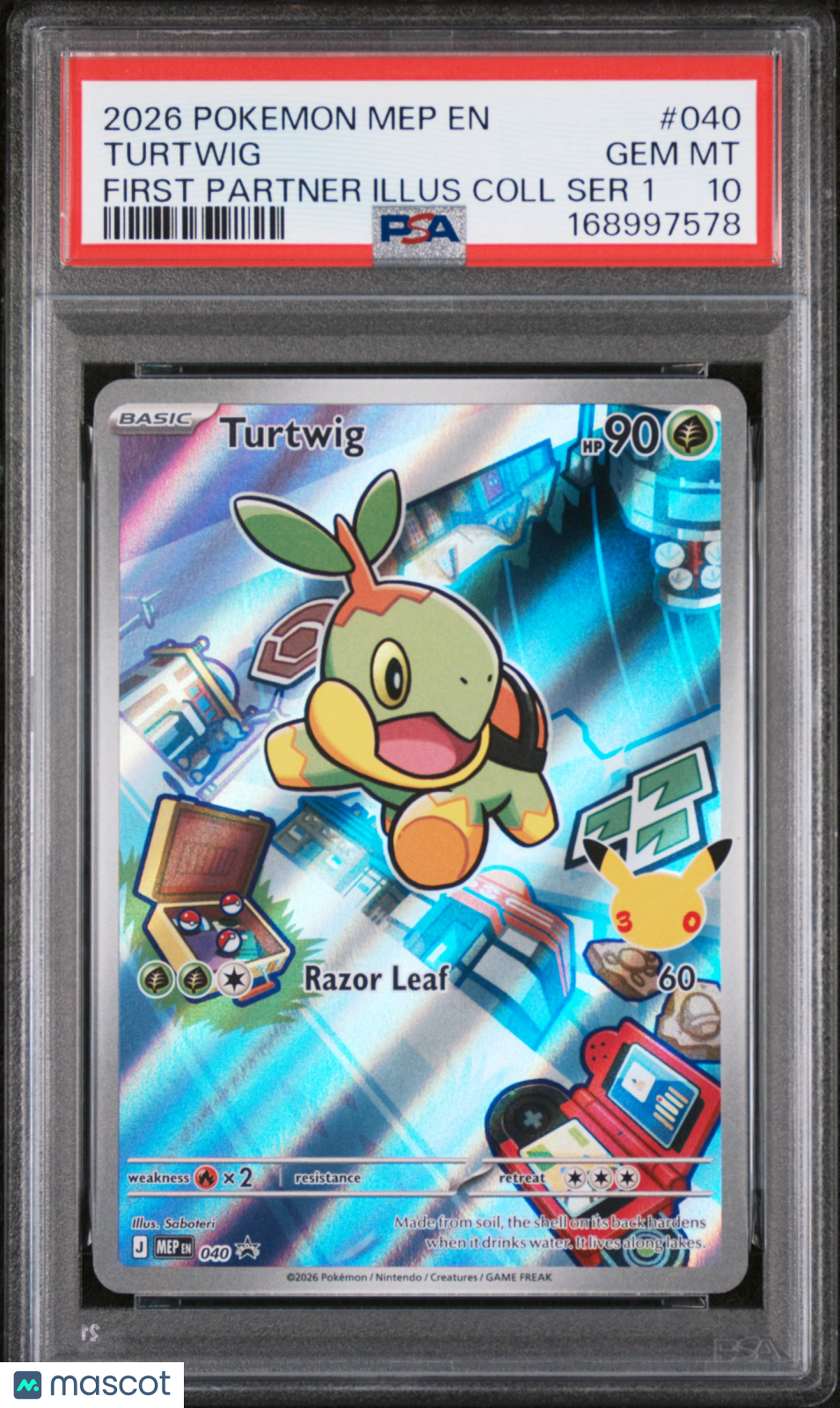 2026 Pokemon Mep EN-Me Black Star Promo Turtwig #040 First Partner Illus Coll Ser 1 PSA 10