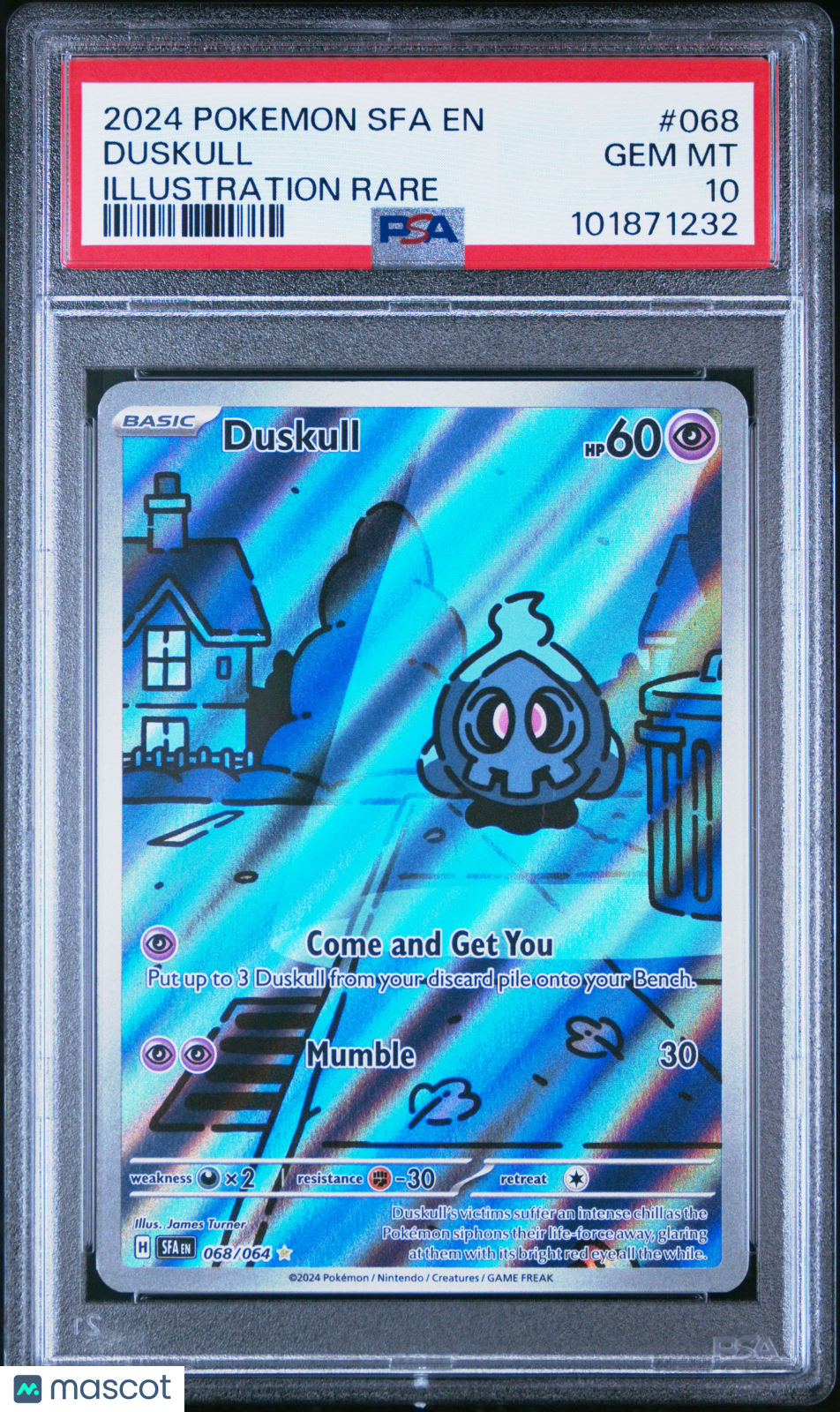 2024 Pokemon Sfa EN-Shrouded Fable Duskull #068 Illustration Rare PSA 10