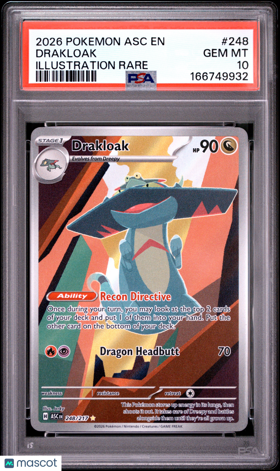 2026 Pokemon Asc EN-Ascended Heroes Drakloak #248 Illustration Rare PSA 10