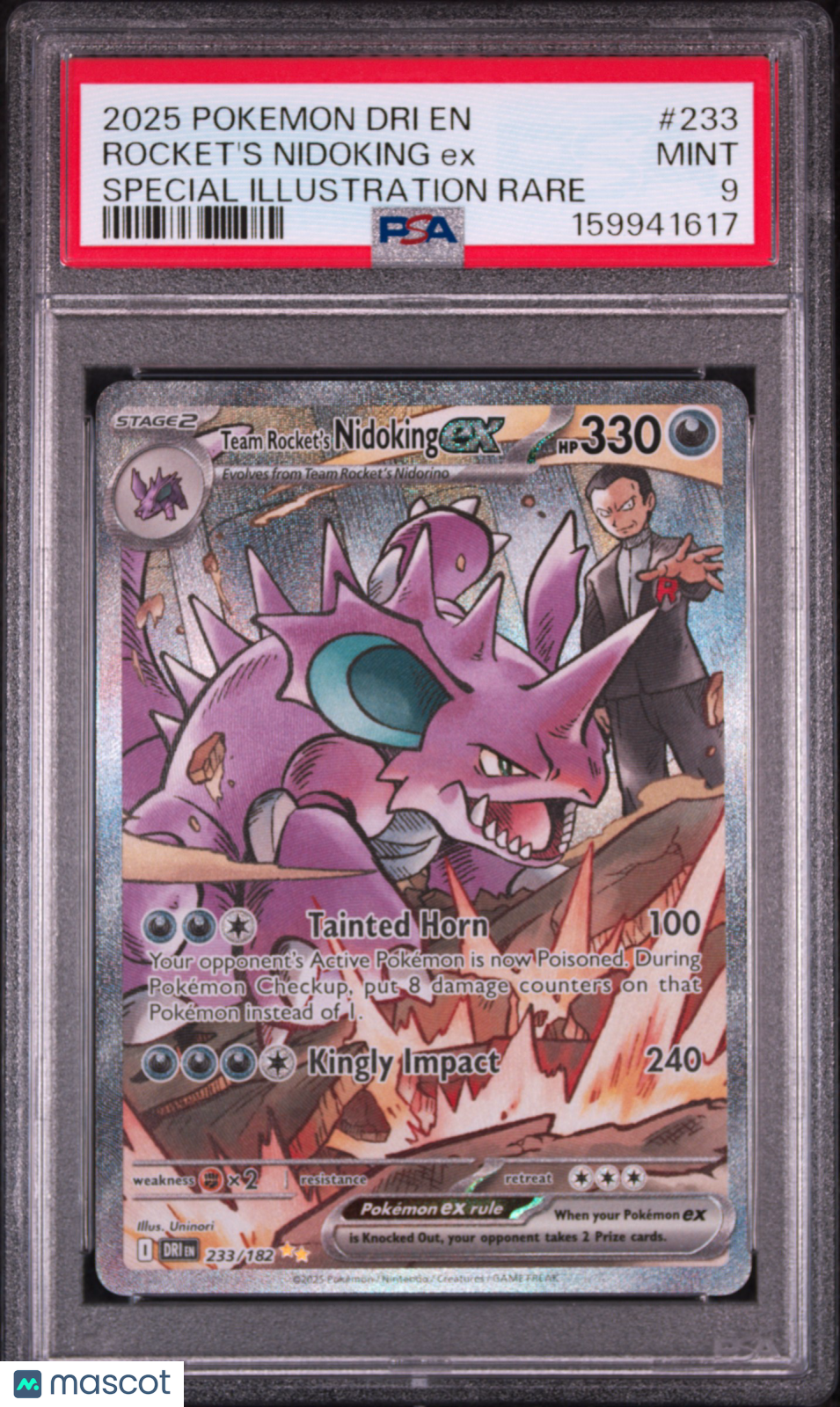 2025 Pokemon Dri EN-Destined Rivals Rocket's Nidoking EX #233 Special Illustration Rare PSA 9