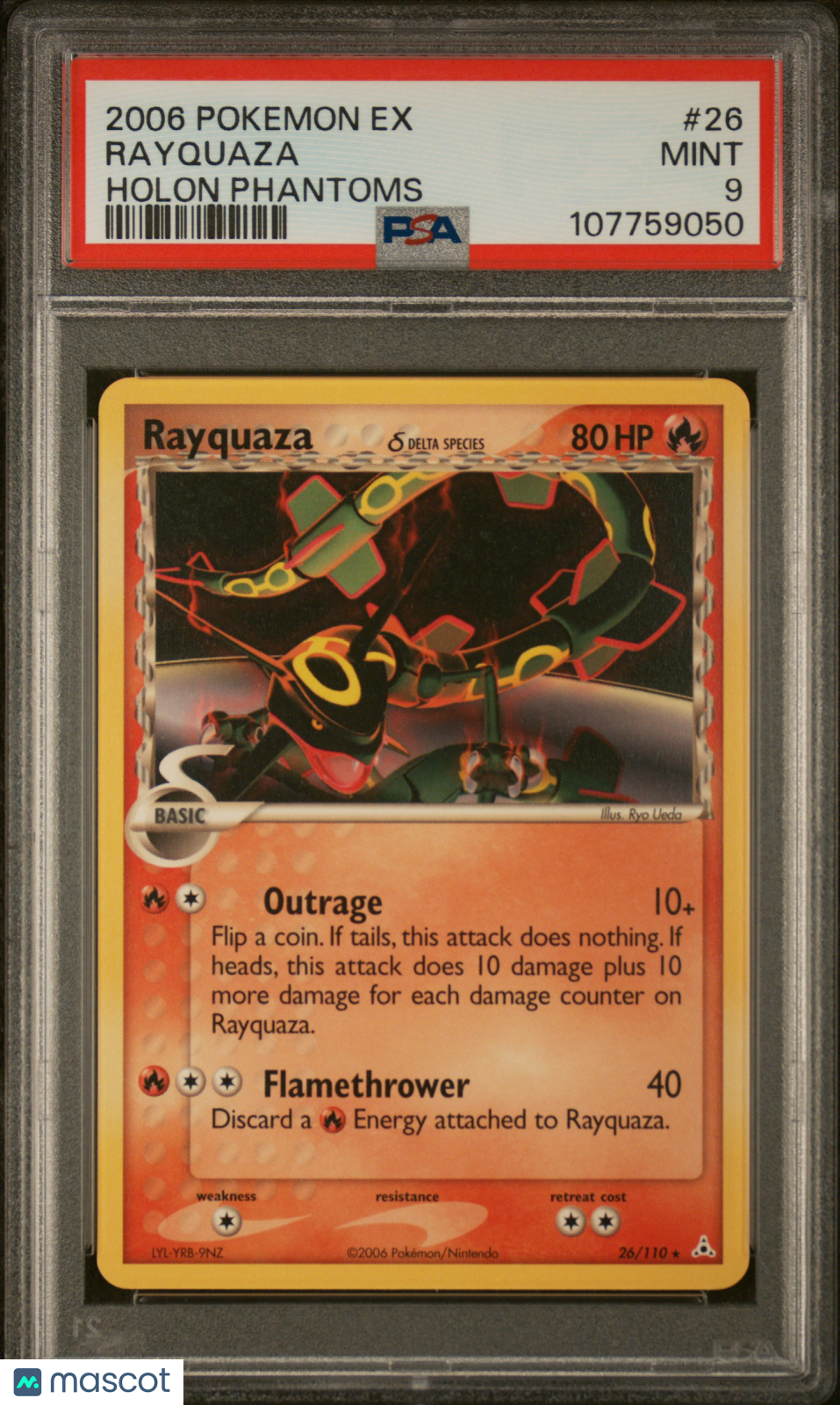 2006 Pokemon EX Holon Phantoms Rayquaza #26 Holon Phantoms PSA 9