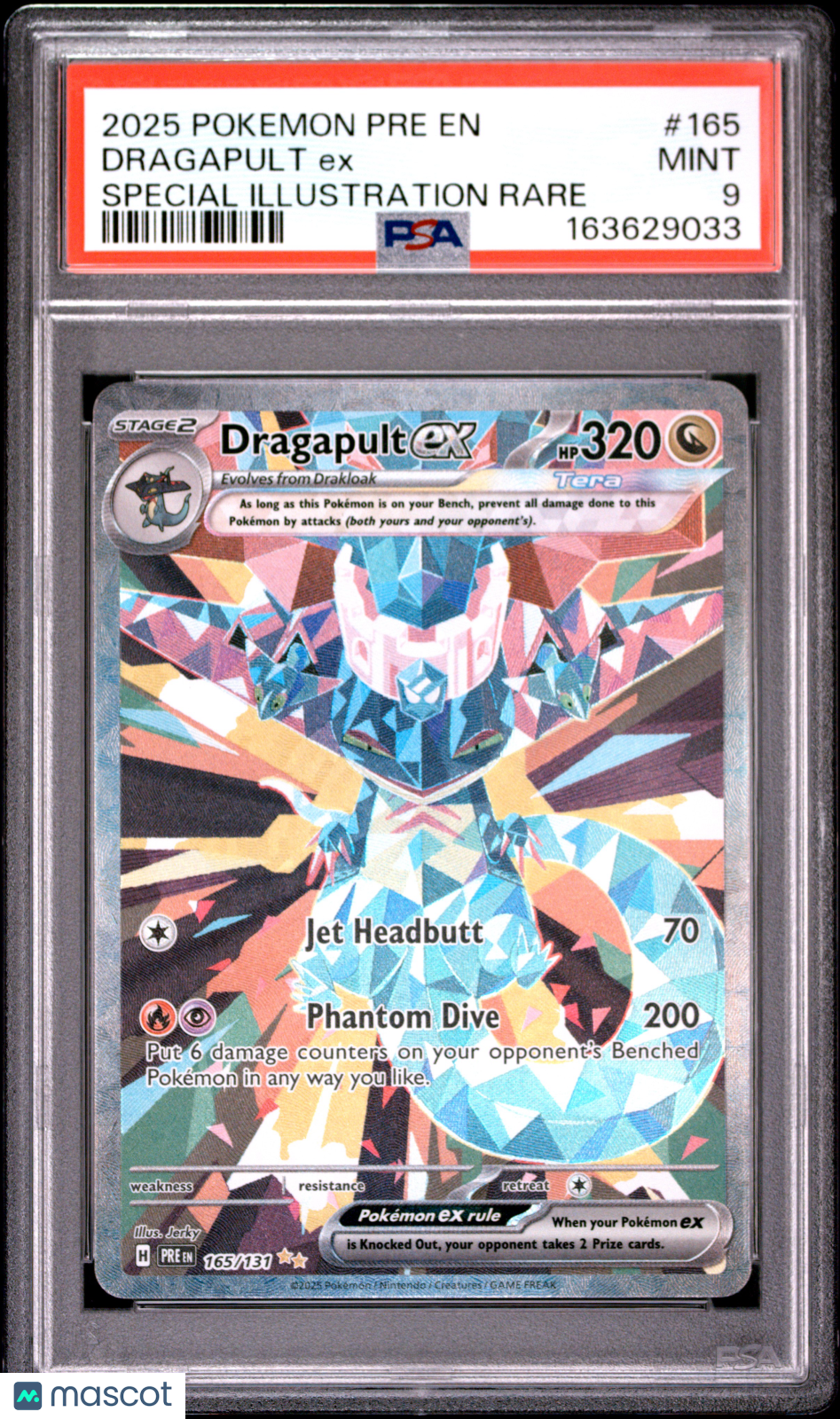 2025 Pokemon Pre EN-Prismatic Evolutions Dragapult EX #165 Special Illustration Rare PSA 9