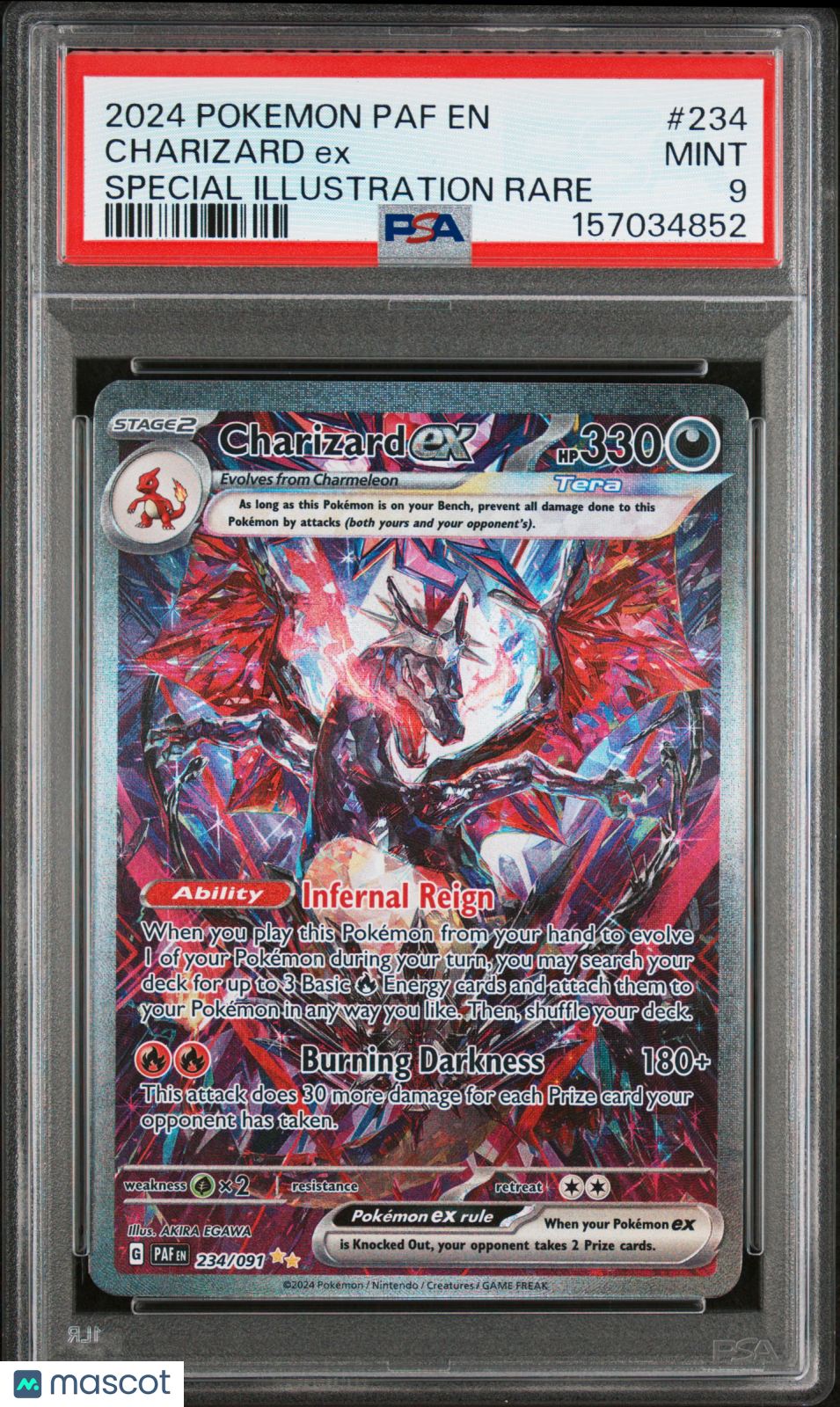 2024 Pokemon Paf EN-Paldean Fates Charizard EX #234 Special Illustration Rare PSA 9