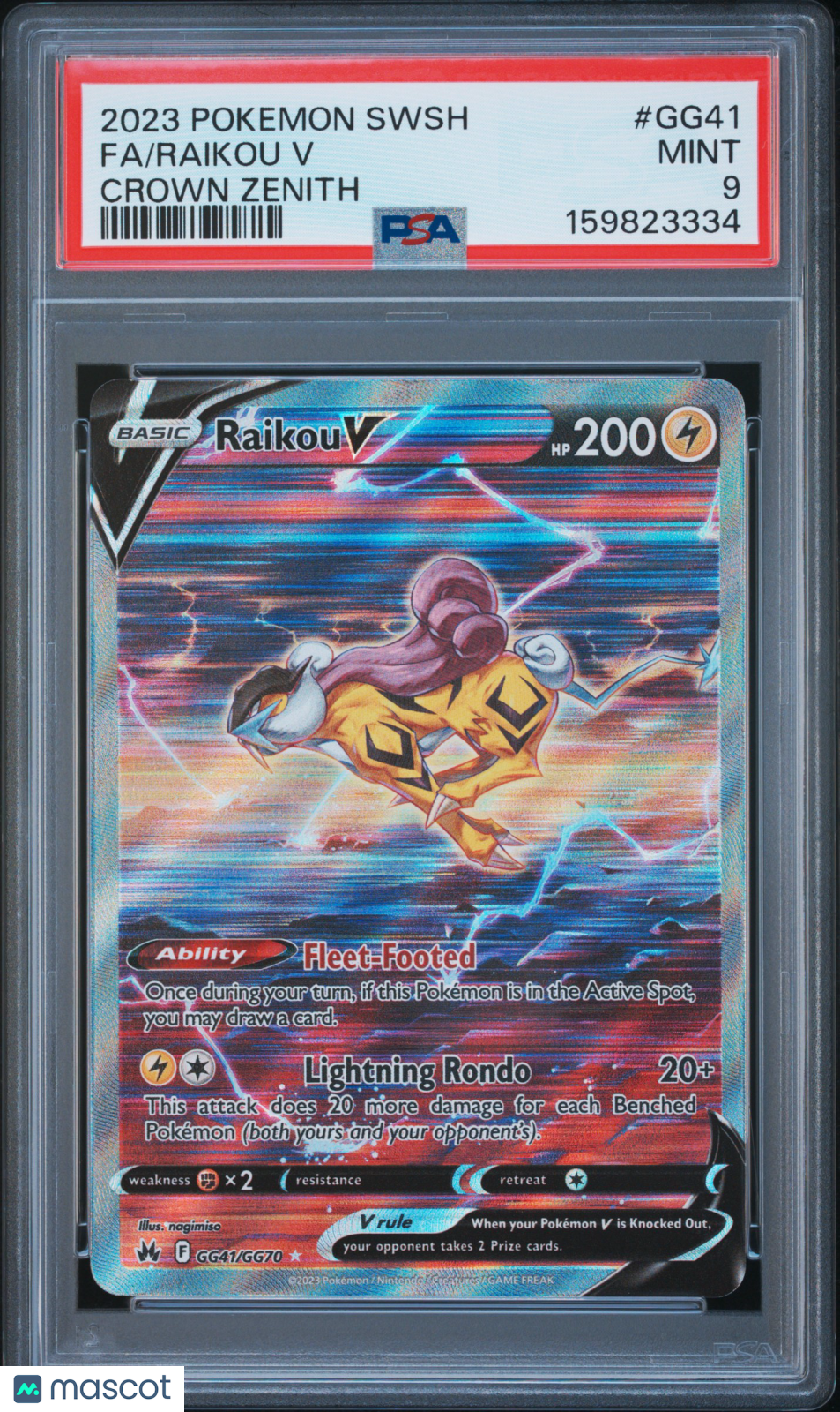 2023 Pokemon Sword And Shield Crown Zenith Raikou V #GG41 Crown Zenith Fa PSA 9