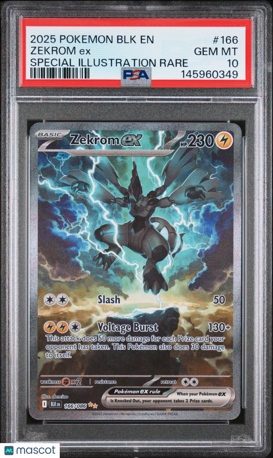2025 Pokemon BLK EN-Black Bolt Zekrom EX #166 Special Illustration Rare PSA 10