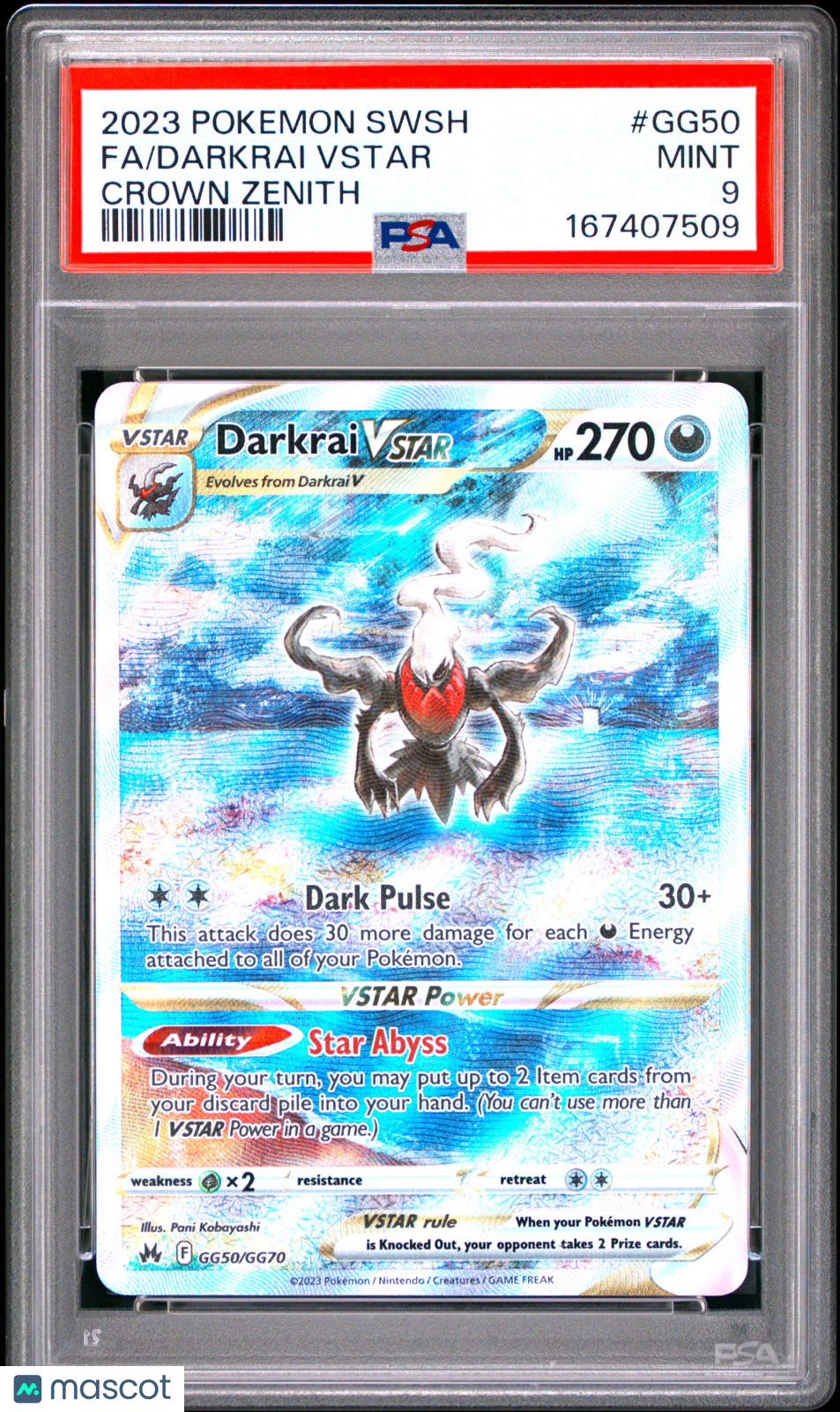 2023 Pokemon Sword And Shield Crown Zenith Darkrai VSTAR #GG50 Crown Zenith Fa PSA 9