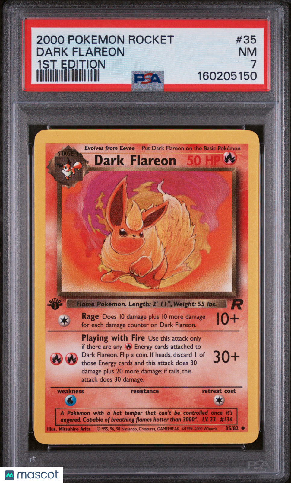 2000 Pokemon Rocket Dark Flareon #35 1st Edition PSA 7