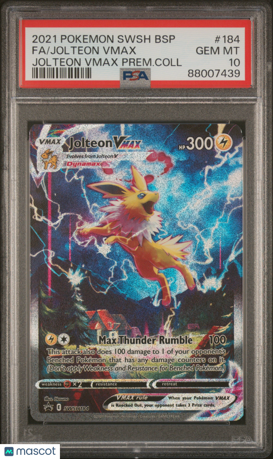 2021 Pokemon Swsh Black Star Promo Jolteon VMAX #184 Fa Jolteon VMAX Prem.Coll PSA 10