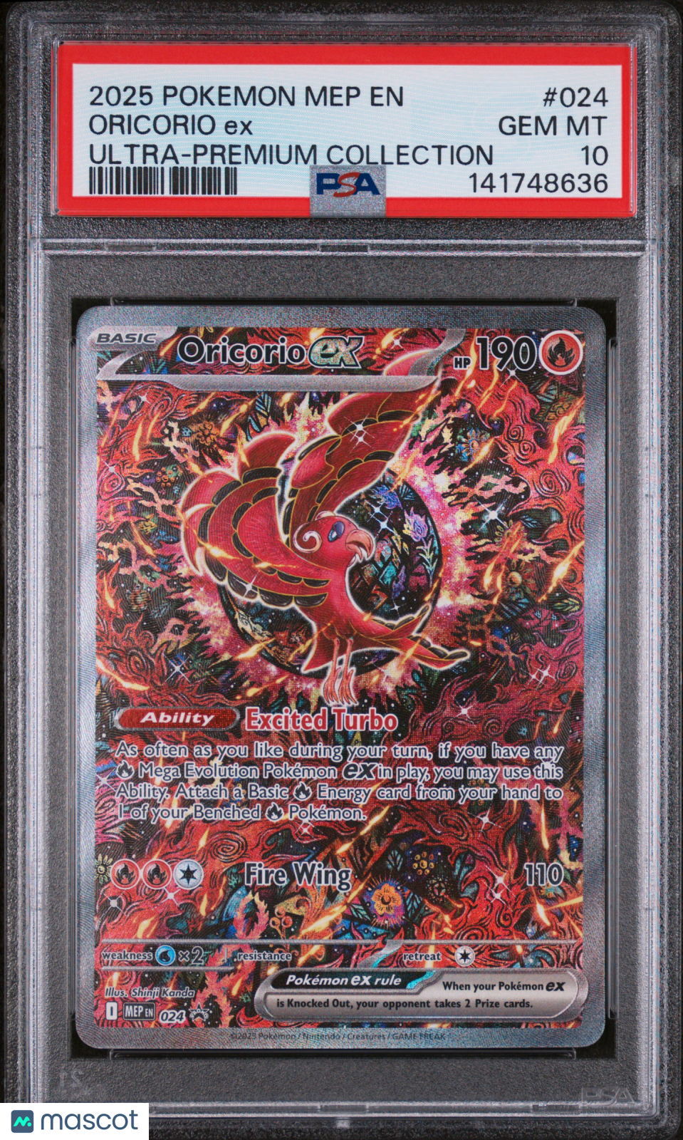 2025 Pokemon Mep EN-Me Black Star Promo Oricorio EX #024 Ultra-Premium Collection PSA 10