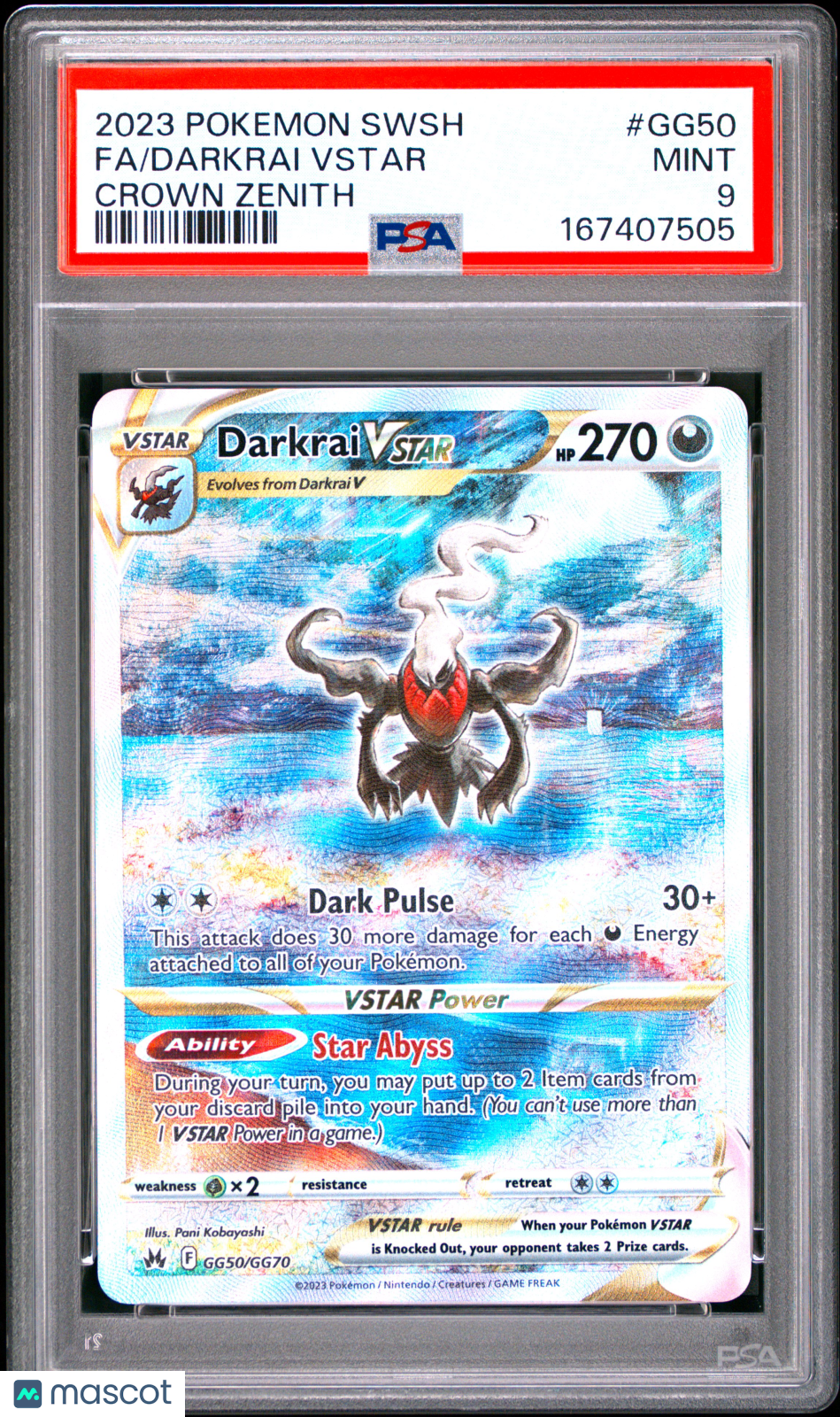 2023 Pokemon Sword And Shield Crown Zenith Darkrai VSTAR #GG50 Crown Zenith Fa PSA 9