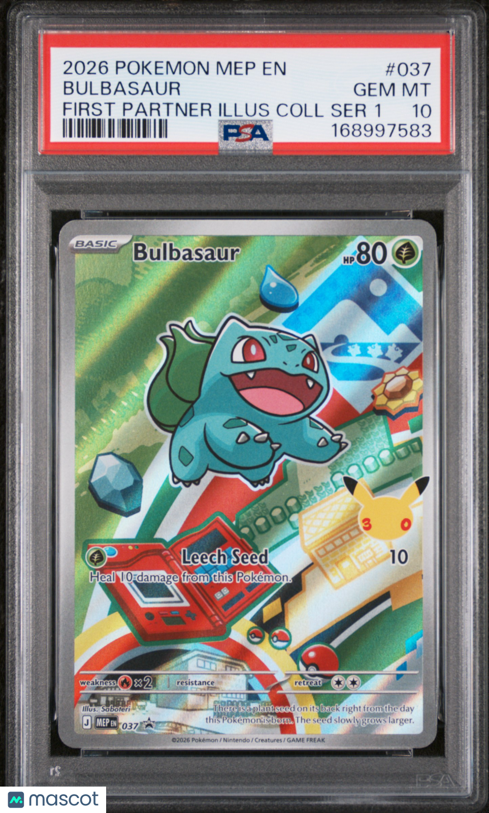 2026 Pokemon Mep EN-Me Black Star Promo Bulbasaur #037 First Partner Illus Coll Ser 1 PSA 10