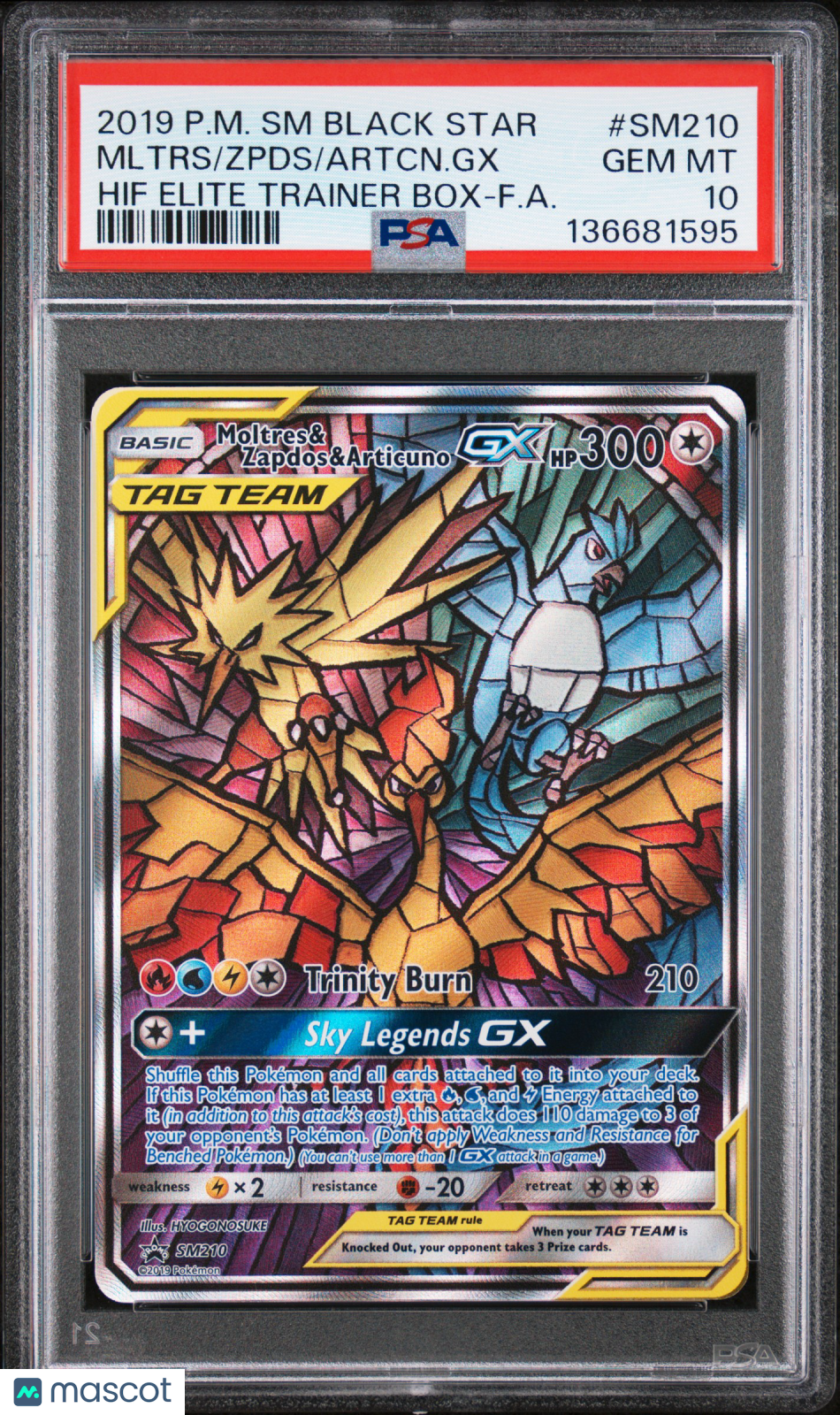 2019 Pokemon SM Black Star Promo Artcn. GX Mltrs Zpds #SM210 Hif Elite Trainer Box-F.A. PSA 10