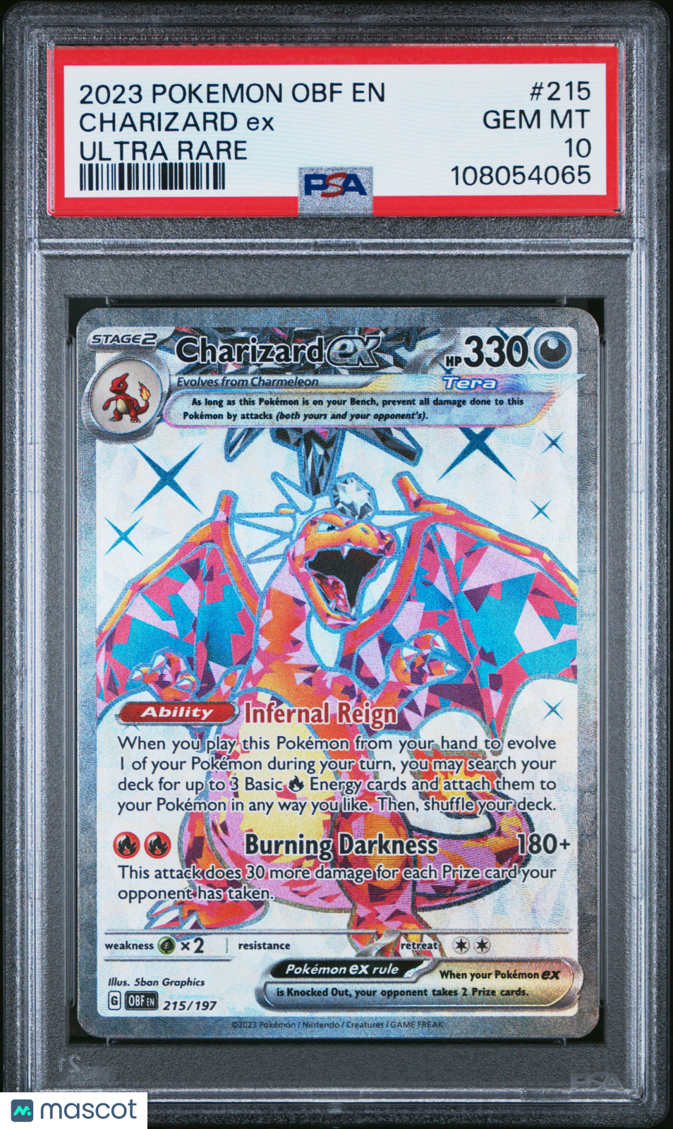 2023 Pokemon Obf EN-Obsidian Flames Charizard EX #215 Ultra Rare PSA 10