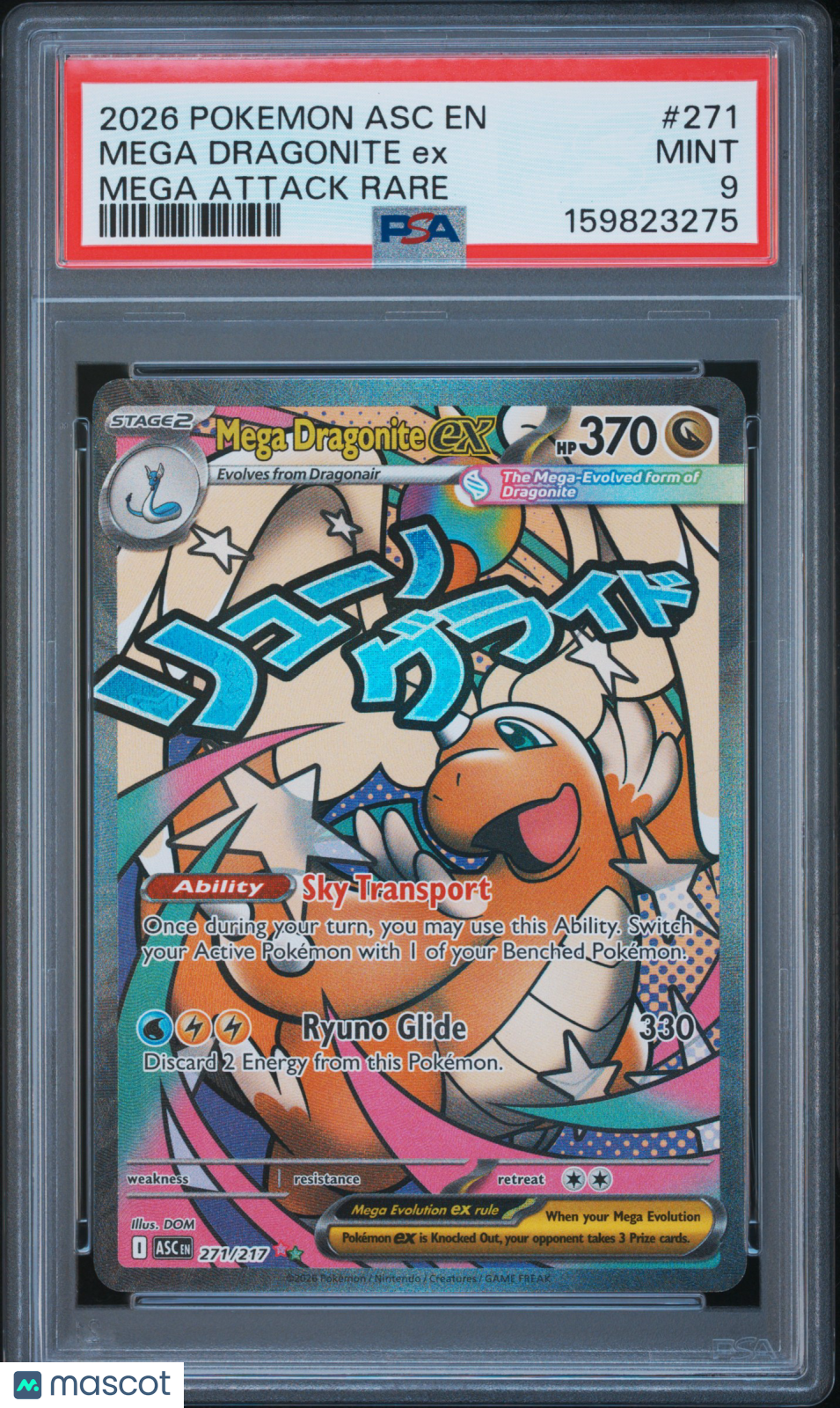2026 Pokemon Asc EN-Ascended Heroes Mega Dragonite EX #271 Mega Attack Rare PSA 9