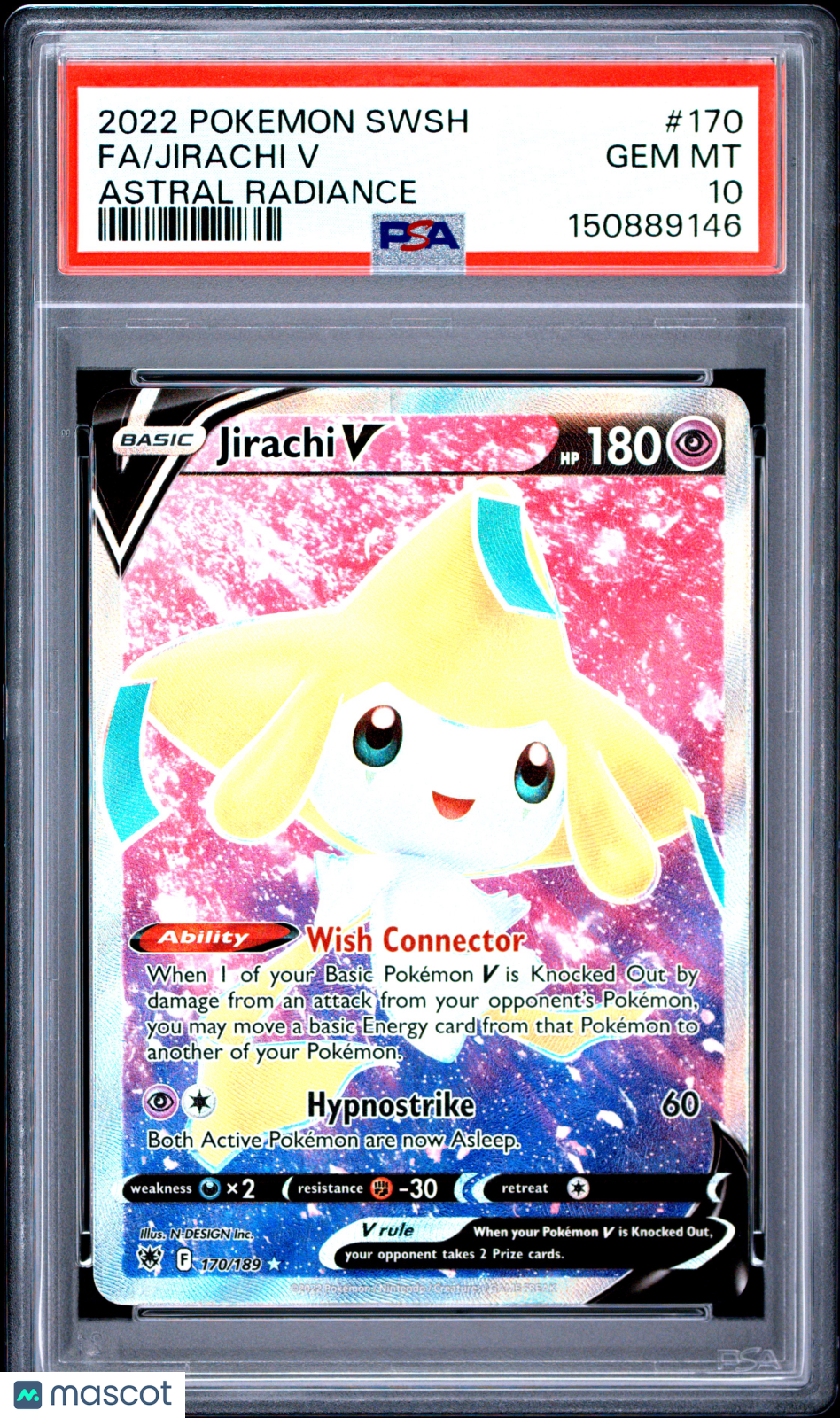 2022 Pokemon Sword & Shield Astral Radiance Jirachi V #170 Astral Radiance Fa PSA 10