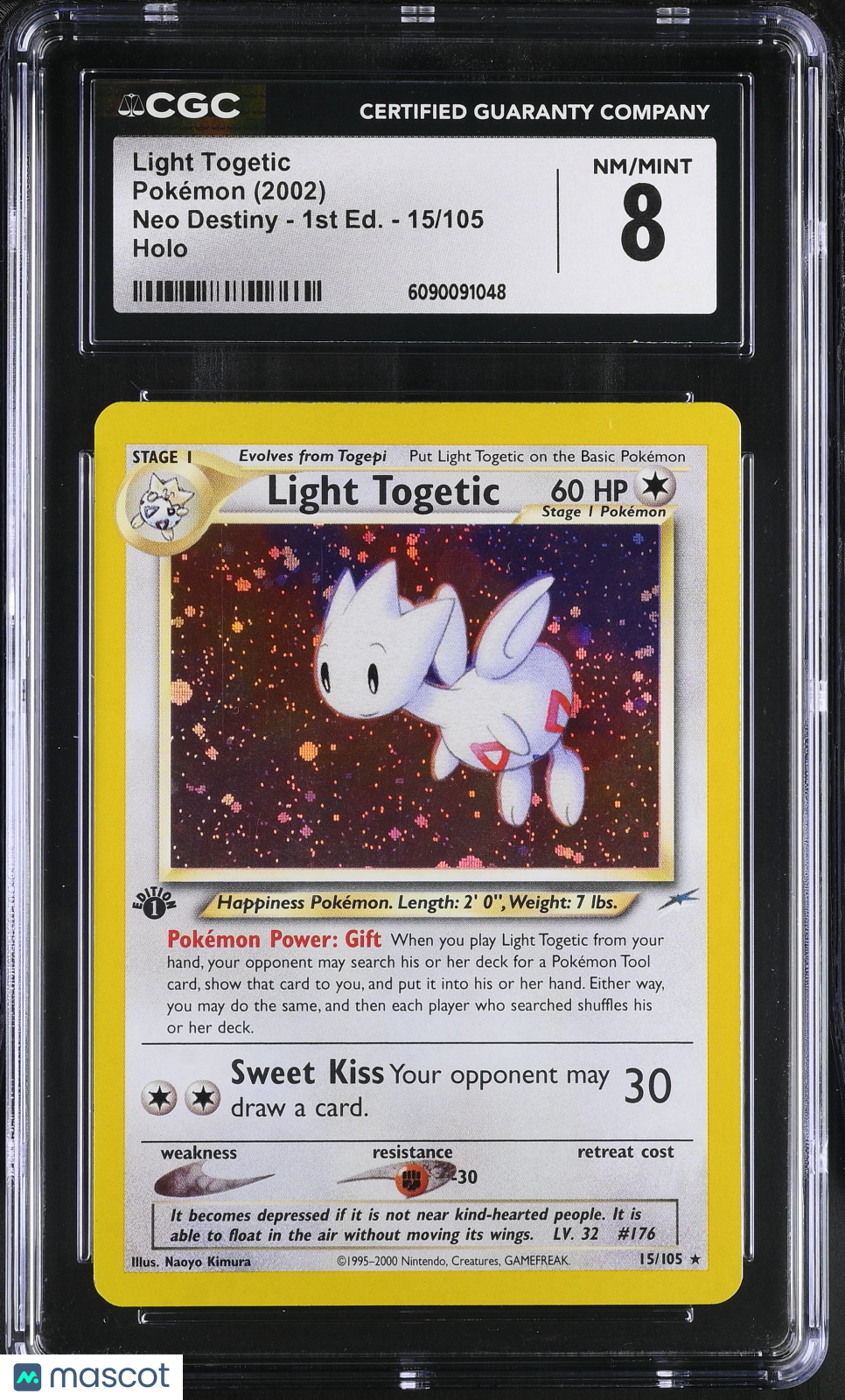 2002 Pokemon Light Togetic #15/105 1st Edition CGC 8